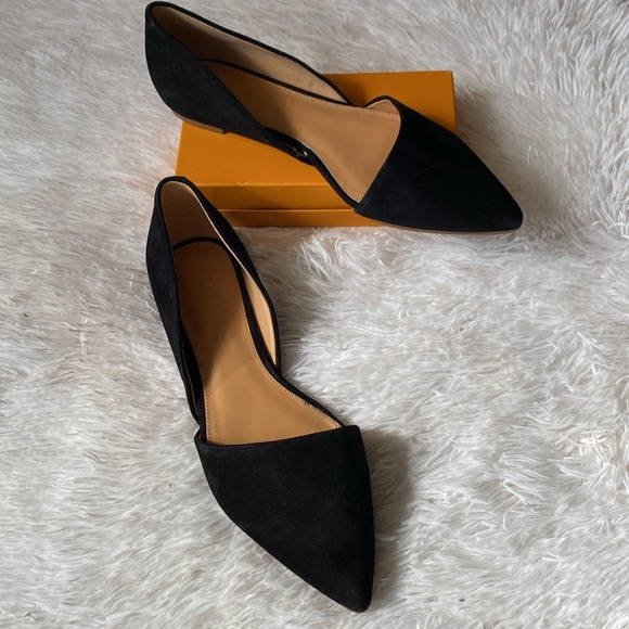 New women’s black suede Sz 10 d’orsay casual formal business loafers flat shoes - Picture 6 of 13